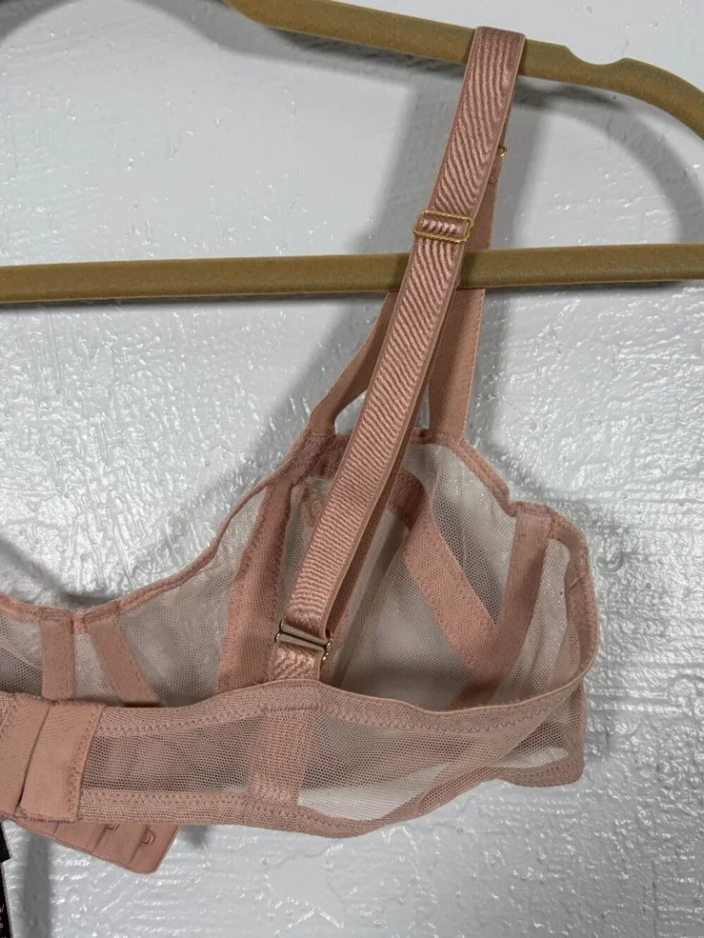 Victorias Secret Women 36B Beige Very Sexy Unlined Balconette Bra Sheer Strappy